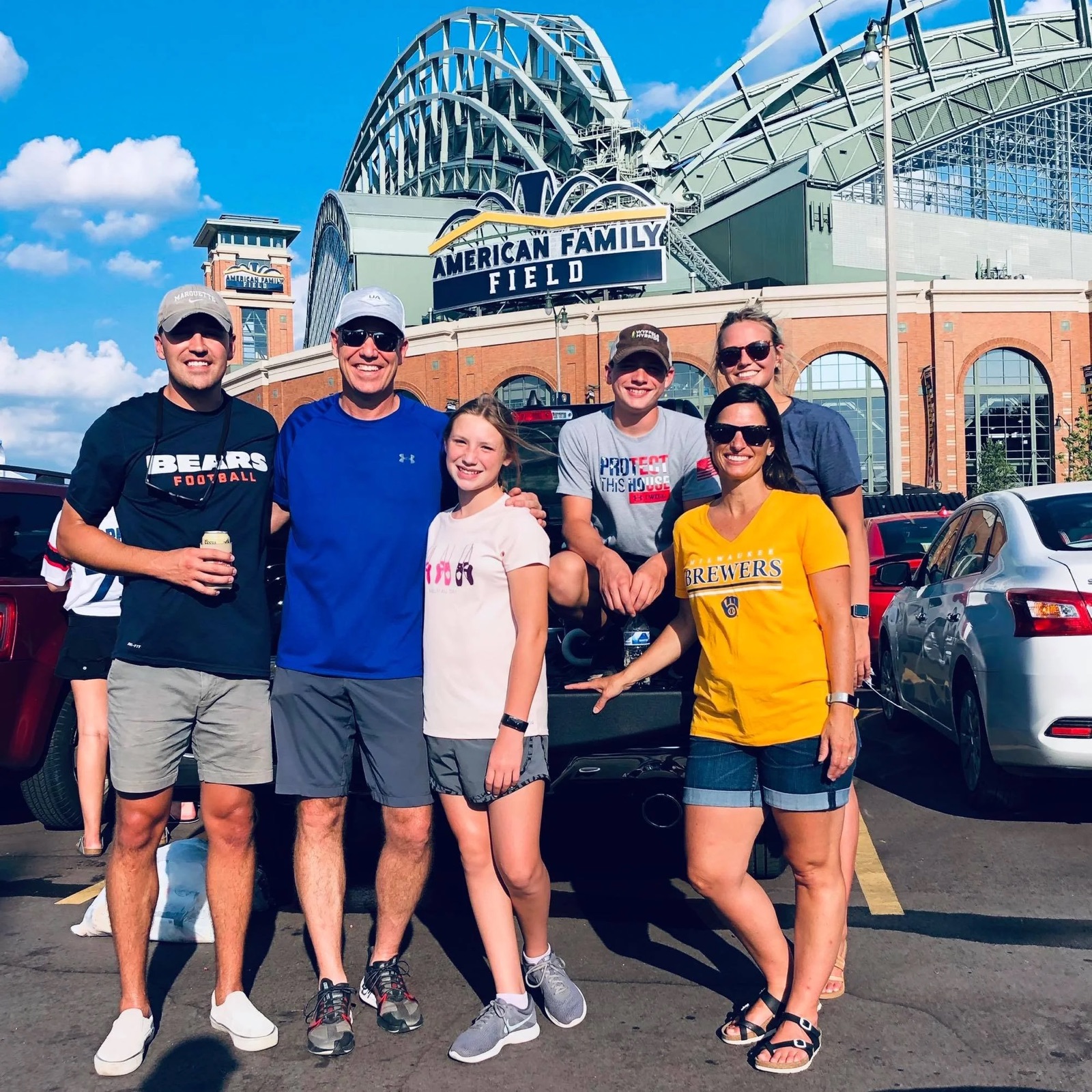 Brad and friends at a ballgame